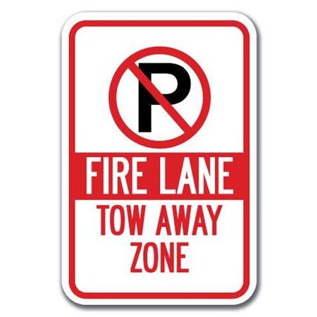 Signmission Fire Lane Tow-Away Zone with P symbol 12inx18in Heavy Aluminums, A-1218 Tow Away Parkings - F L sy A-1218 Tow Away Parking Signs - F L sy